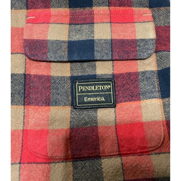 Pendleton Emerica Board Shirt M Virgin Wool Plaid Loop Collar Long Sleeve - Picture 3 of 5